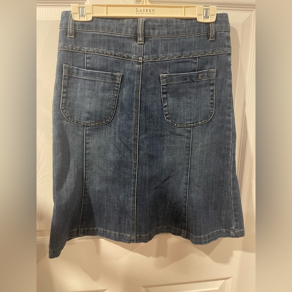 Vintage Lois Blue Denim short skirt Jeans flare size 5 Y2k 90’s